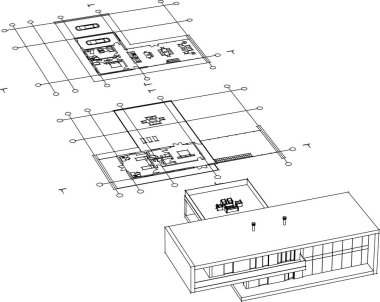 3d mimari sanat, vektör illüstrasyonu