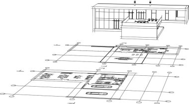 3d mimari sanat, vektör illüstrasyonu