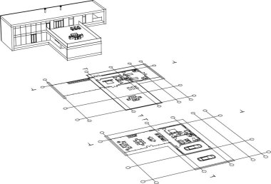 3d mimari sanat, vektör illüstrasyonu