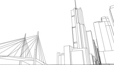 3d mimari sanat, vektör illüstrasyonu