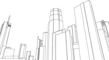 3d mimari sanat, vektör illüstrasyonu