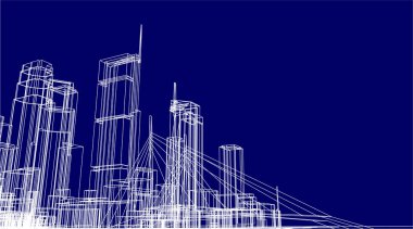 3d mimari sanat, vektör illüstrasyonu