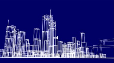 3d mimari sanat, vektör illüstrasyonu