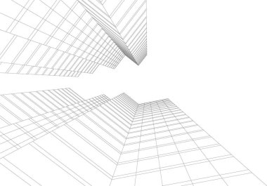 3d mimari sanat, vektör illüstrasyonu