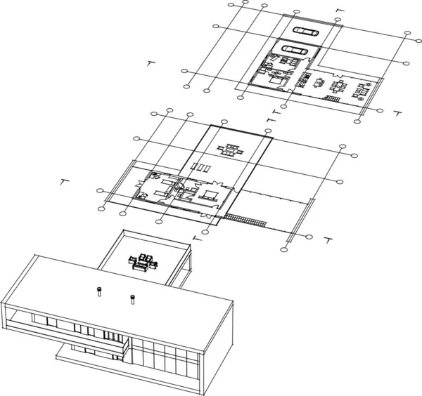 3d mimari sanat, vektör illüstrasyonu