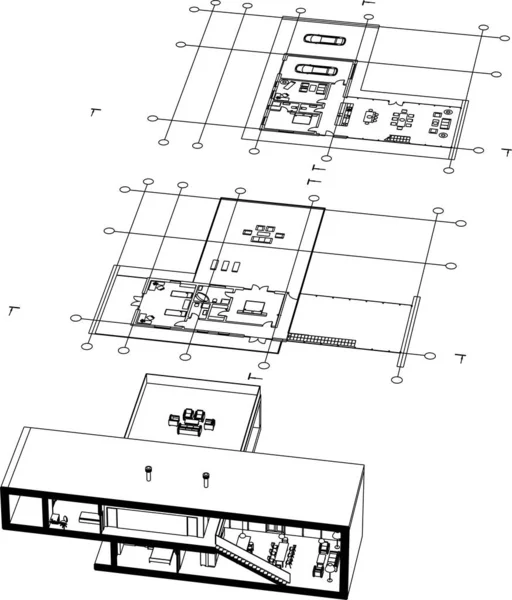 Arte Arquitectónico Ilustración Vectorial — Archivo Imágenes Vectoriales