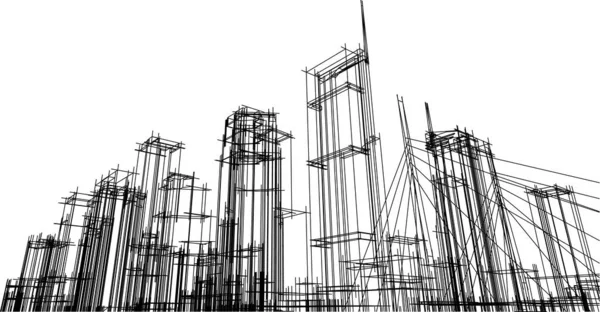 3d mimari sanat, vektör illüstrasyonu