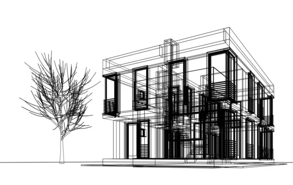 Sztuka Architektoniczna Cyfrowa Tapeta — Zdjęcie stockowe