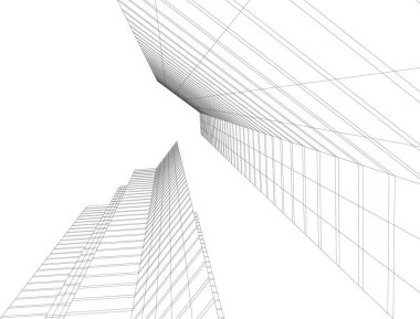 3d mimari sanat, vektör illüstrasyonu