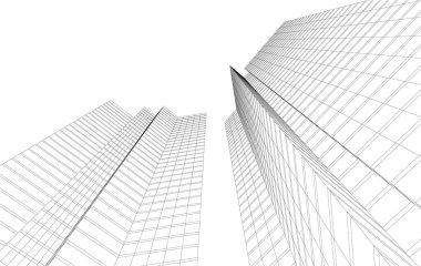 3d mimari sanat, vektör illüstrasyonu