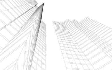 3d mimari sanat, vektör illüstrasyonu