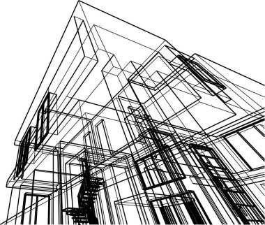 3d mimari sanat, vektör illüstrasyonu