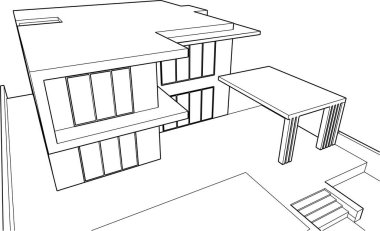 3d mimari sanat, vektör illüstrasyonu