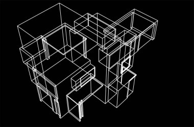 3d mimari sanat, vektör illüstrasyonu