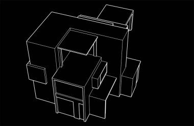 3d mimari sanat, vektör illüstrasyonu