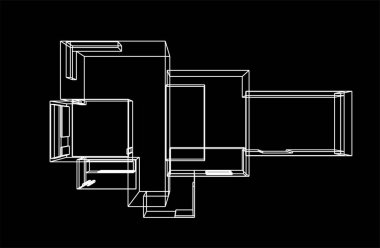 3d mimari sanat, vektör illüstrasyonu