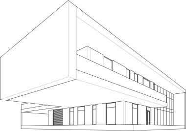 3d mimari sanat, vektör illüstrasyonu