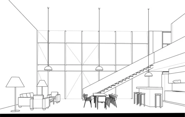 Дизайн Интерьера Векторная Иллюстрация — стоковый вектор