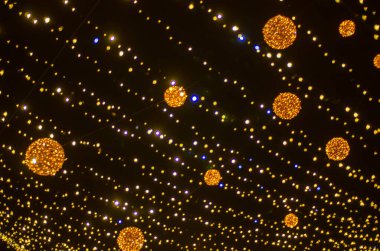 night shot of festive lights at Christmas fair