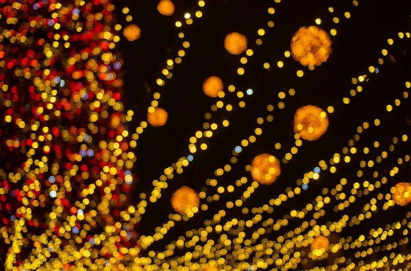 Defocused Night Shot Festive Bokeh Lights — Stockfoto