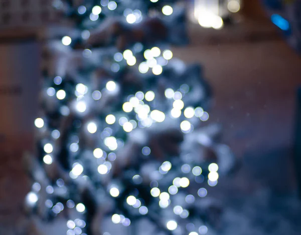 Defocused Night Shot Festive Bokeh Lights — Fotografia de Stock