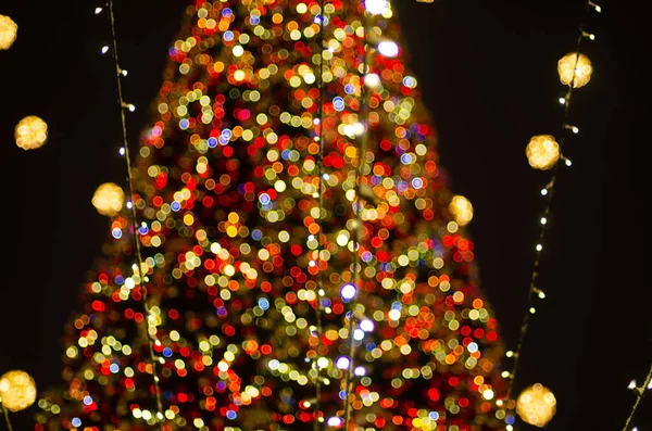 Defocused Night Shot Festive Bokeh Lights — Fotografia de Stock