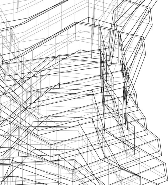 3D建築美術 ベクターイラスト — ストックベクタ