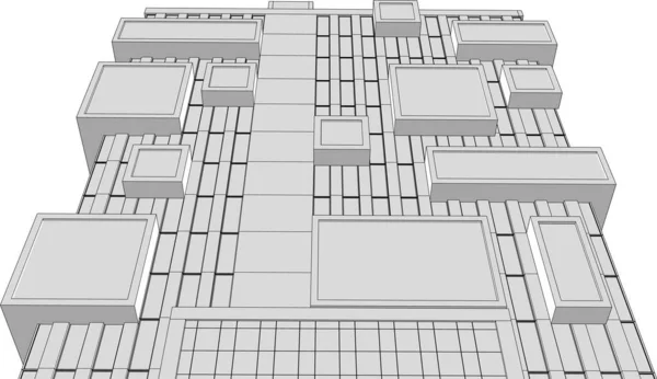 3D建築美術 デジタル壁紙 — ストックベクタ