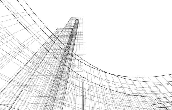 3D建築美術 デジタル壁紙 — ストックベクタ