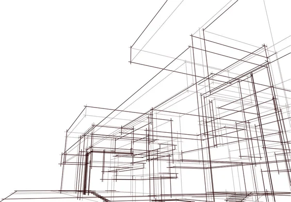 3D建築美術 デジタル壁紙 — ストックベクタ