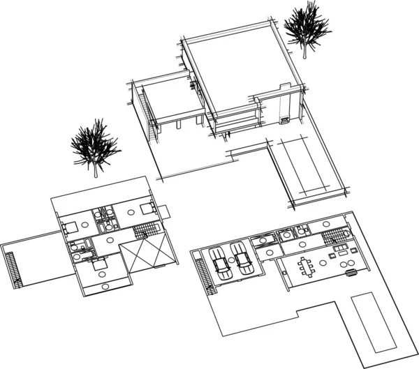 Progettazione Carta Parati Architettonica Sfondo Concetto Digitale — Vettoriale Stock