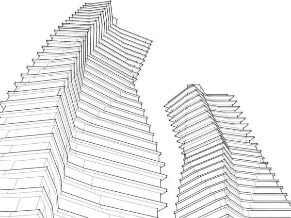 建筑墙纸设计 数字概念背景 — 图库矢量图片