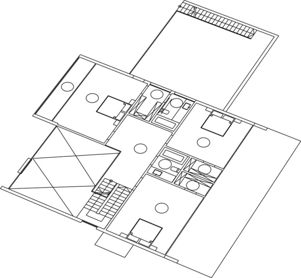 建筑墙纸设计 数字概念背景 — 图库矢量图片