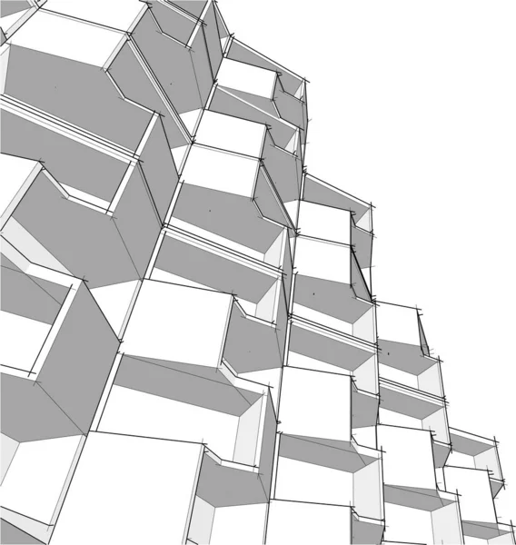 建筑墙纸设计 数字概念背景 — 图库矢量图片