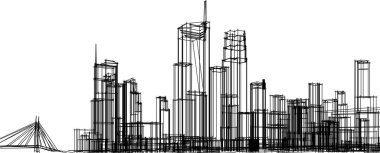 Mimari bina 3d illüstrasyon, çizim konsepti