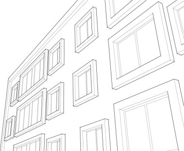 Mimari arka plan. Vektör çizim.