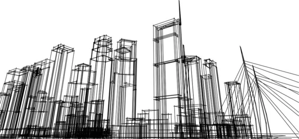 Arquitetura Construção Ilustração Esboço Conceito — Vetor de Stock