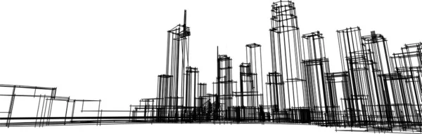 Arquitectura Edificio Ilustración Bosquejo Concepto — Vector de stock