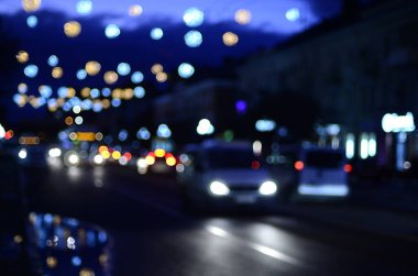 Gece ışıkları Bokeh ile bulanık arkaplan.