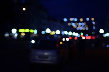 Gece ışıkları Bokeh ile bulanık arkaplan.