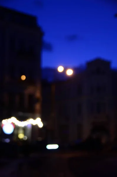 Gece Işıkları Bokeh Ile Bulanık Arkaplan — Stok fotoğraf