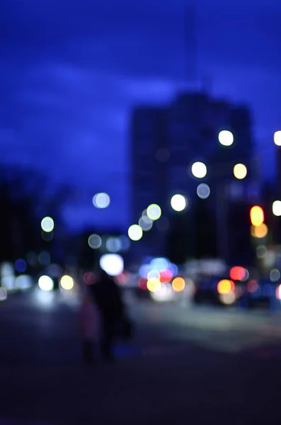 Nacht Stadt Lichter Verschwommenen Hintergrund Mit Bokeh — Stockfoto