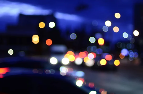 Luci Della Città Notturna Sfondo Sfocato Con Bokeh — Foto Stock