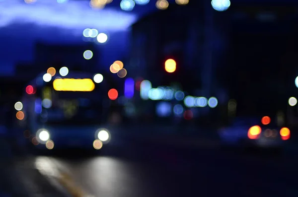 Luci Della Città Notturna Sfondo Sfocato Con Bokeh — Foto Stock