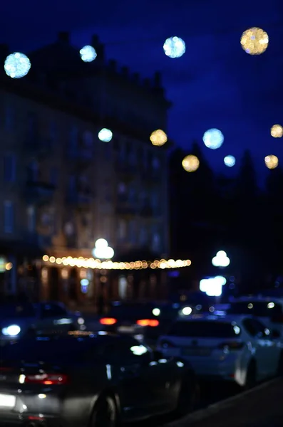 Ночное Освещение Города Размытый Фон Боке — стоковое фото