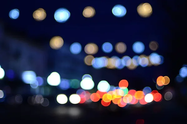 Nocne Światła Miasta Zamazane Tło Bokeh — Zdjęcie stockowe