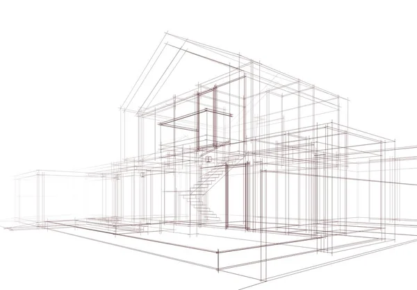 Minimalny Geometryczny Projekt Budynku Architektonicznego — Zdjęcie stockowe