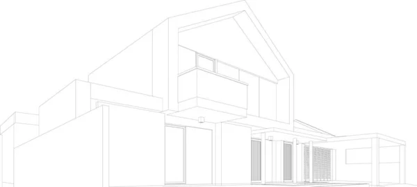 Minimalt Geometrisk Arkitektonisk Bygningsdesign – Stock-vektor