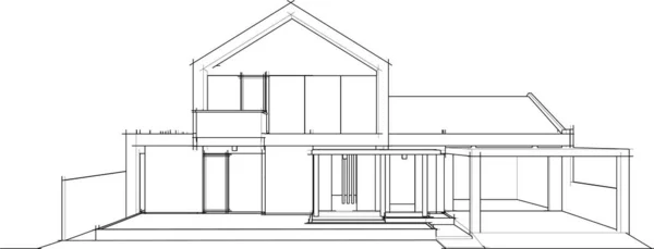 Minimalny Geometryczny Projekt Budynku Architektonicznego — Wektor stockowy