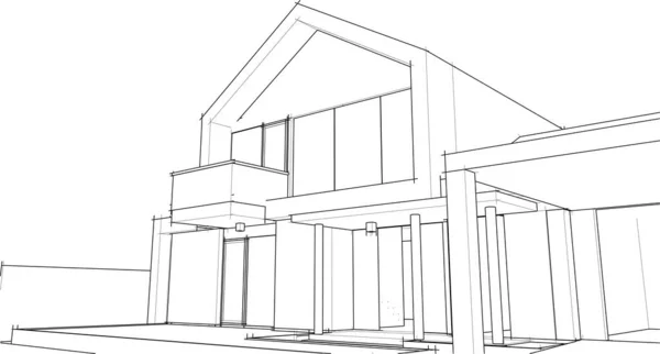 Progettazione Architettonica Geometrica Minima Dell Edificio — Vettoriale Stock